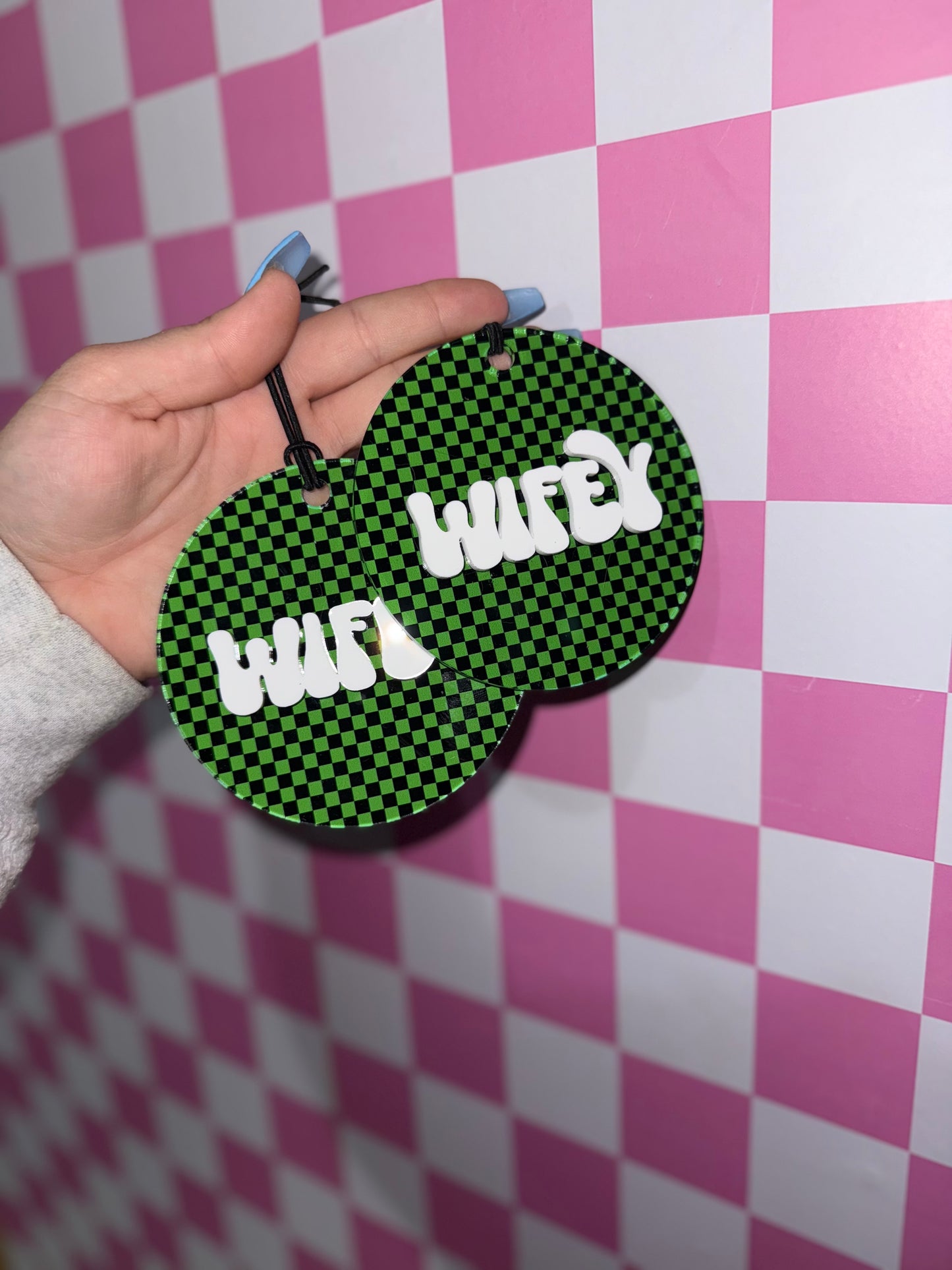 Green + Black Checkered Car Charms