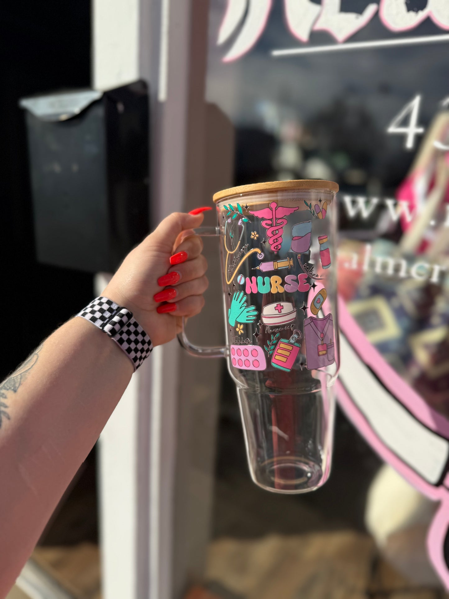40oz glass Medical tumbler