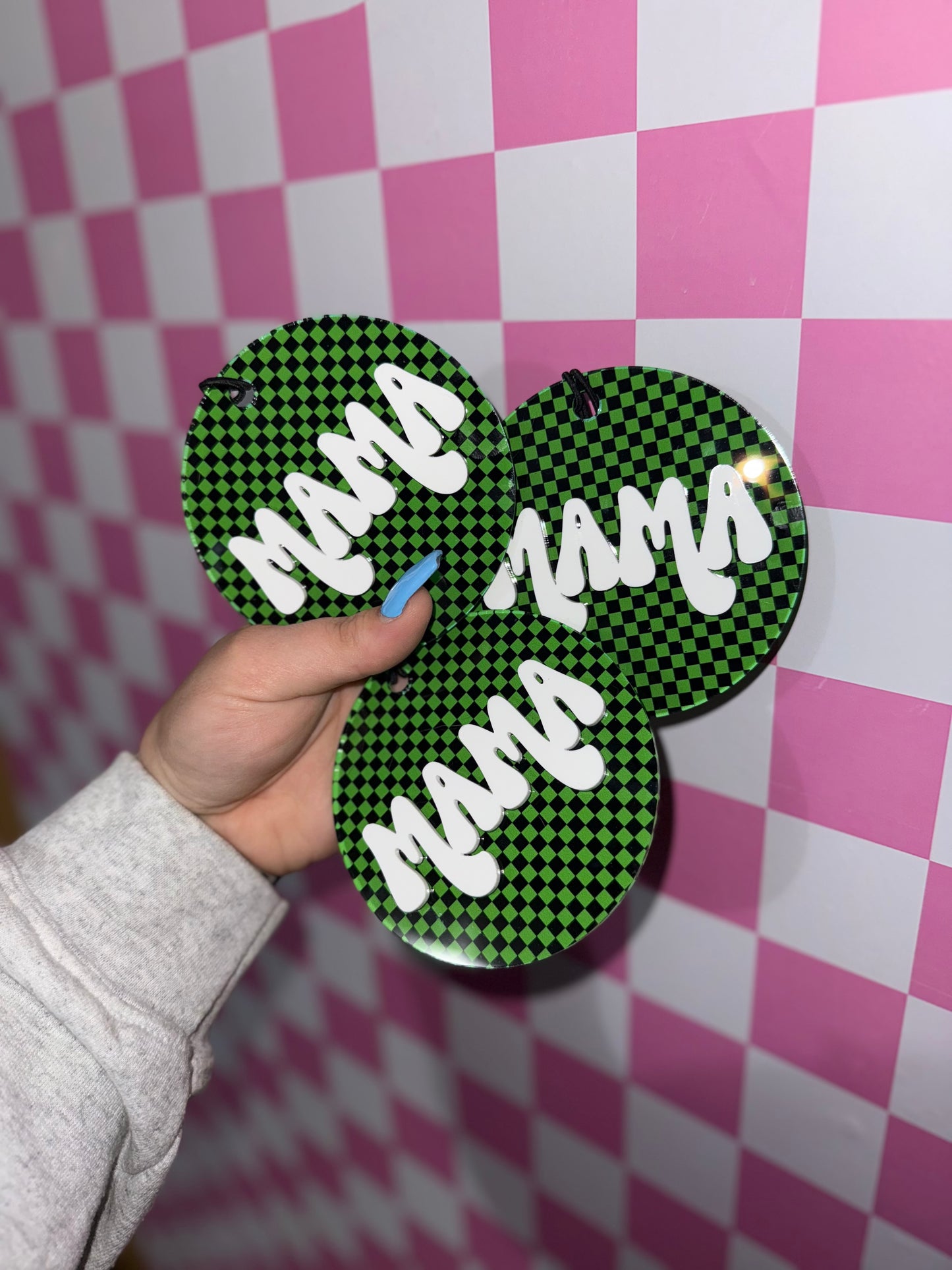 Green + Black Checkered Car Charms