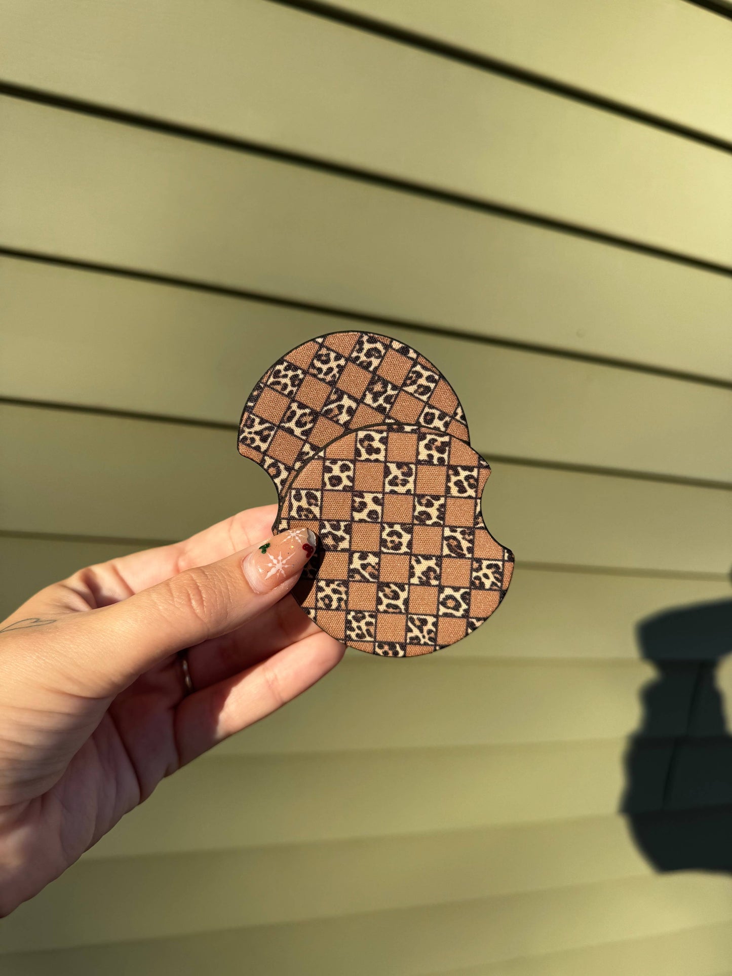 Leopard Checker Car Coaster Set