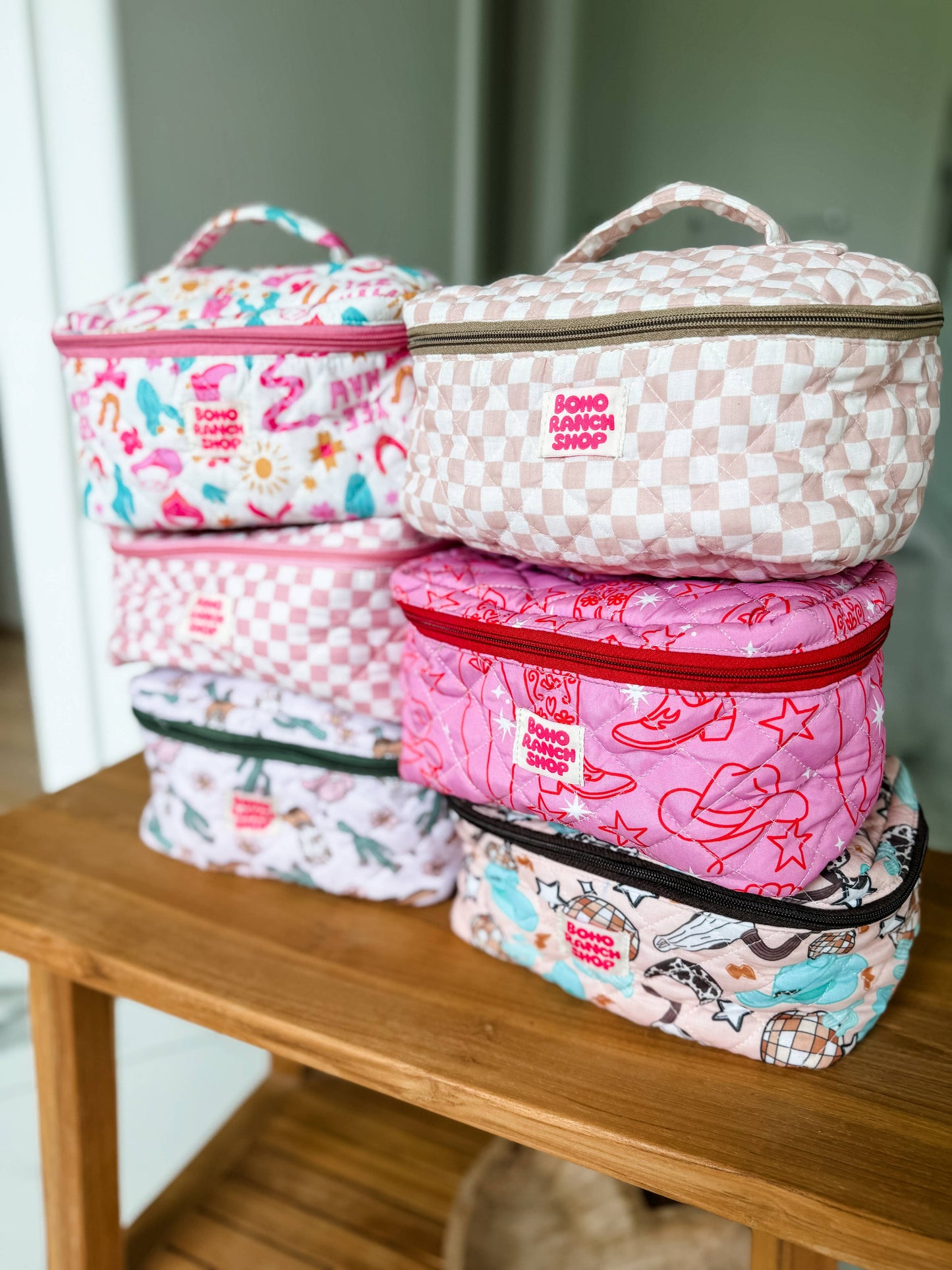 Quilted Western Makeup Bag | Cowgirl Cosmetic Bag Fabric