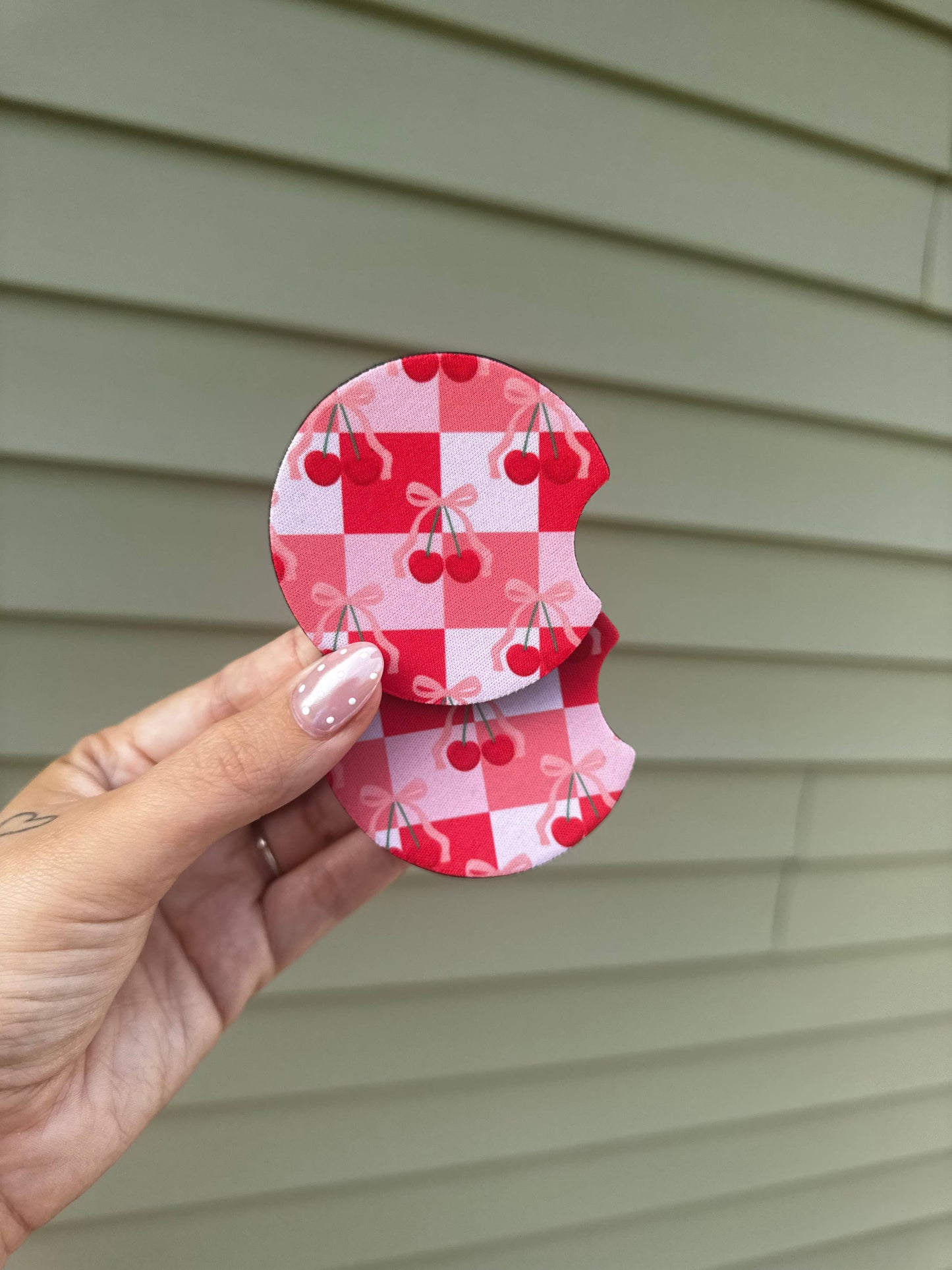 Cherry Checker Car Coaster Set