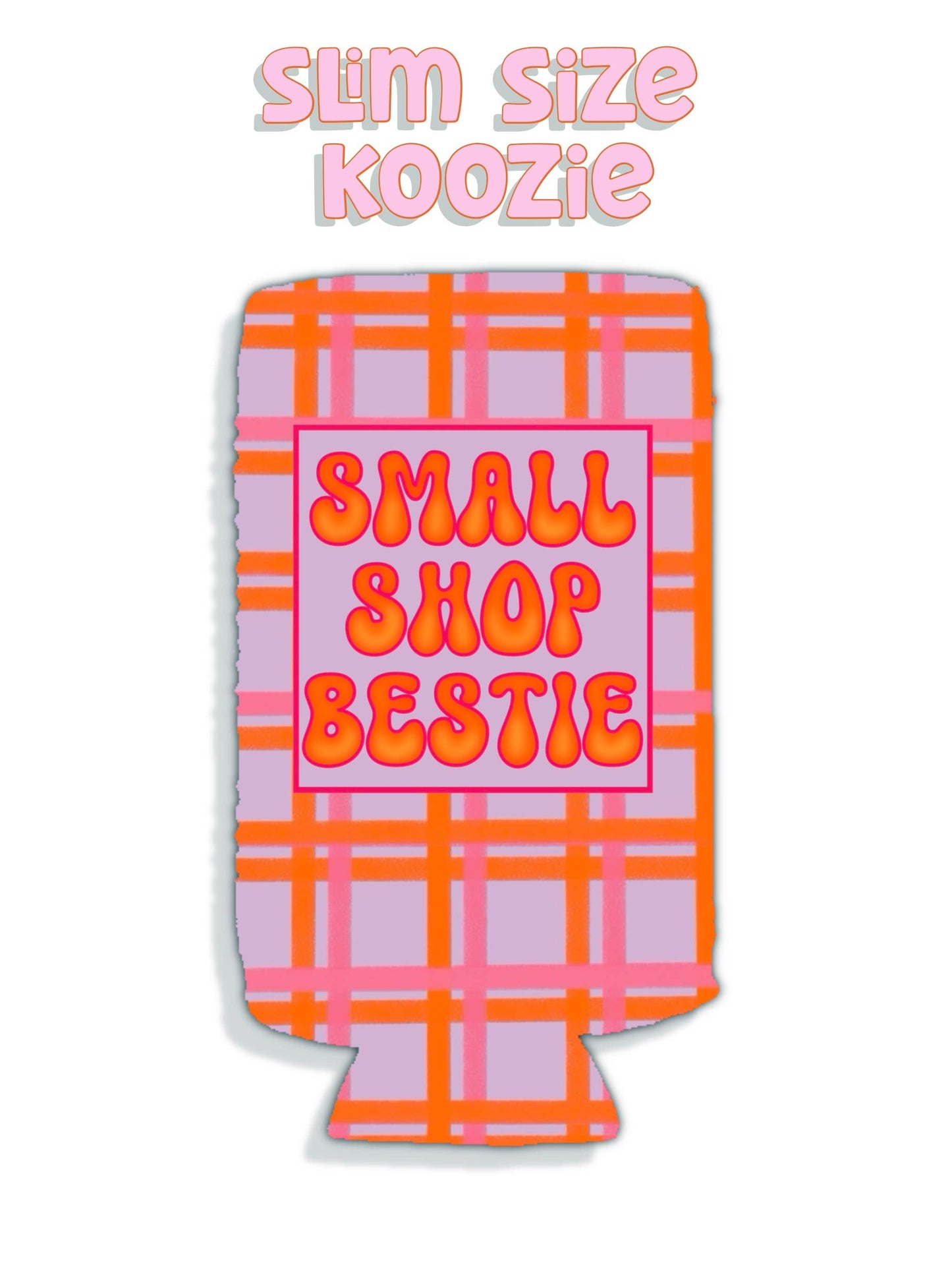Shop small bestie orange and pink can koozies