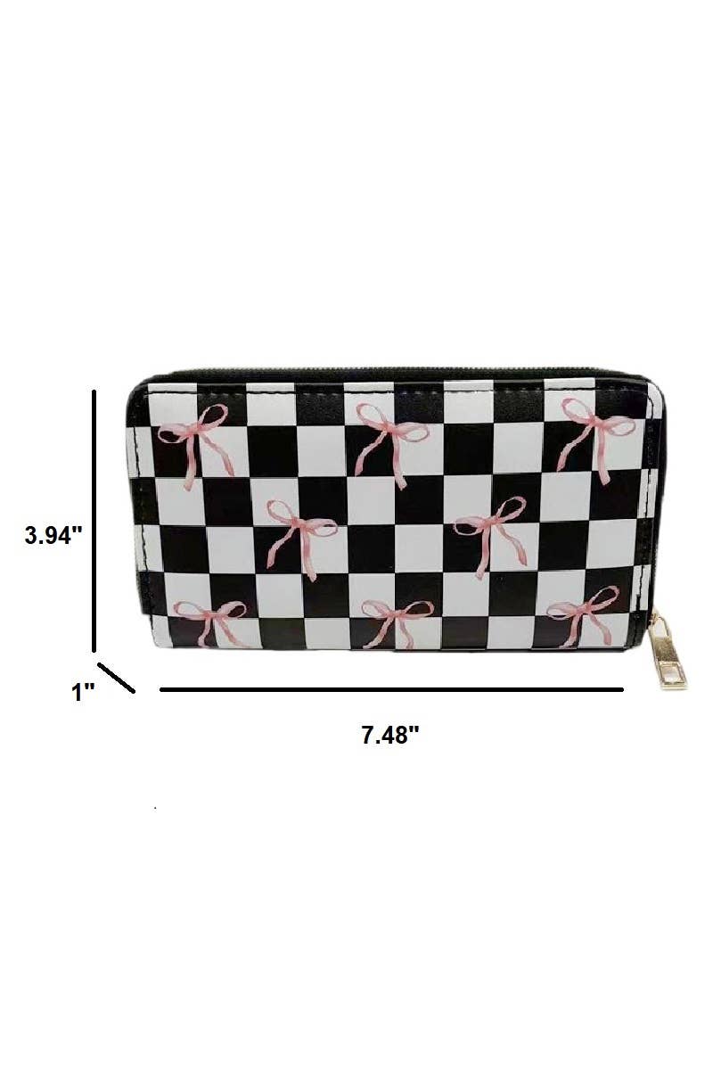 1028 Trendy Bow Ribbon Vegan Leather Long Wallet SI-27934