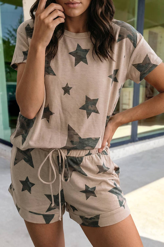 Camo Star Print 2pcs Short Lounge Set | S-XL