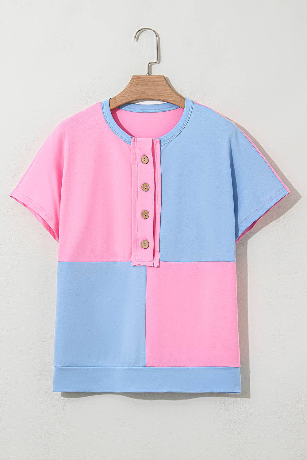 Colorblock Short Sleeve Henley T-Shirt