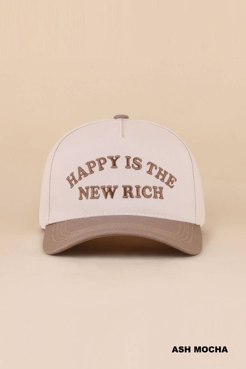 Happy Is The New Rich Two Tone Snapback Hat