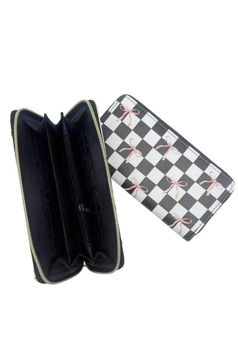 1028 Trendy Bow Ribbon Vegan Leather Long Wallet SI-27934