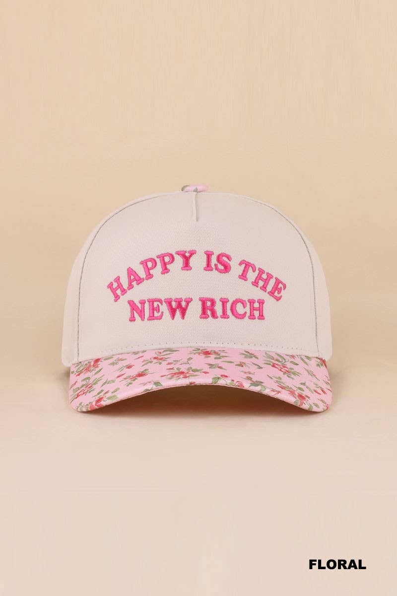 Happy Is The New Rich Two Tone Snapback Hat
