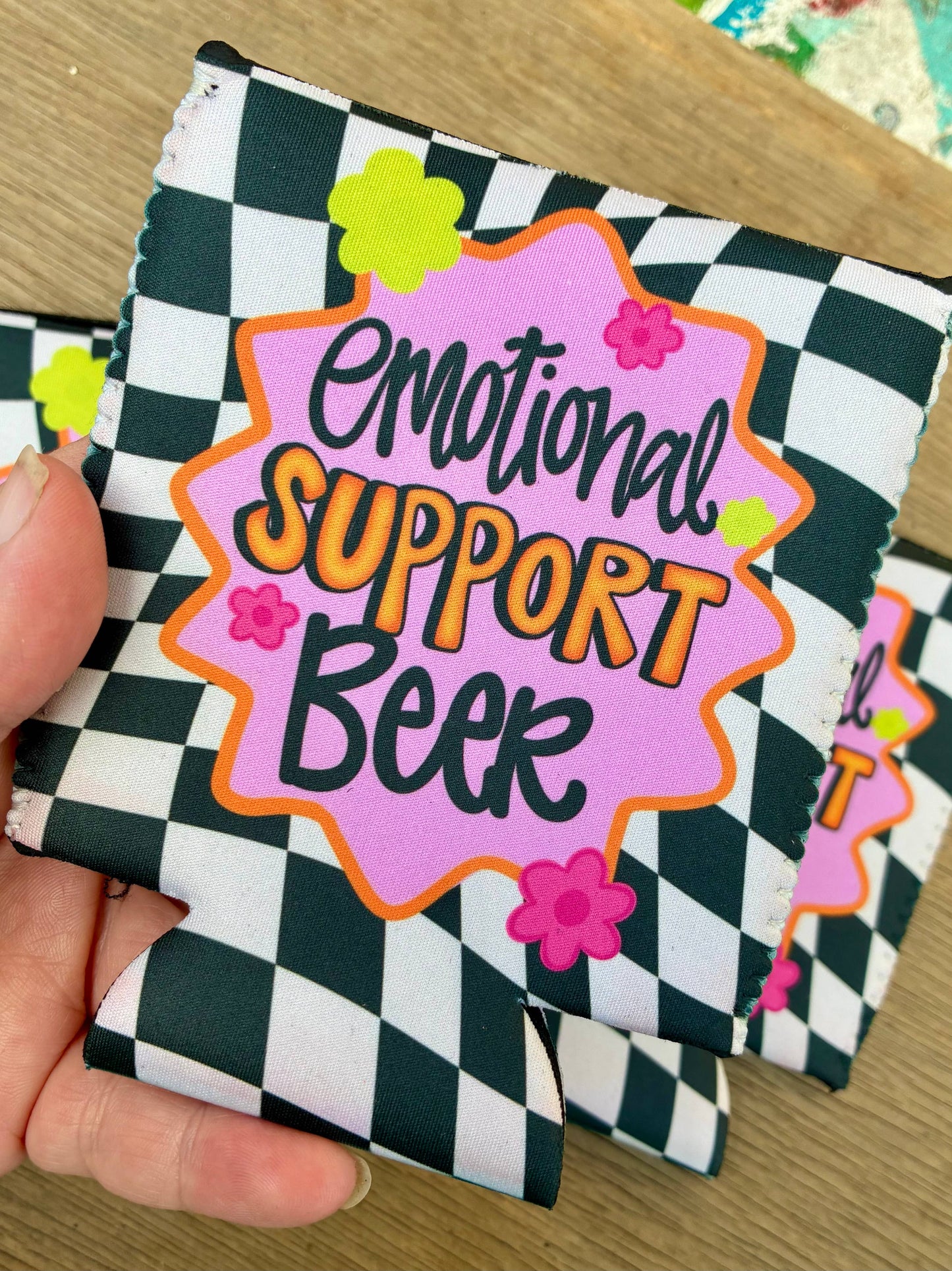 Emotional support beer can koozies