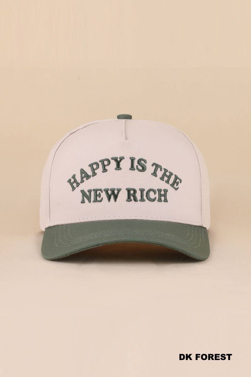 Happy Is The New Rich Two Tone Snapback Hat