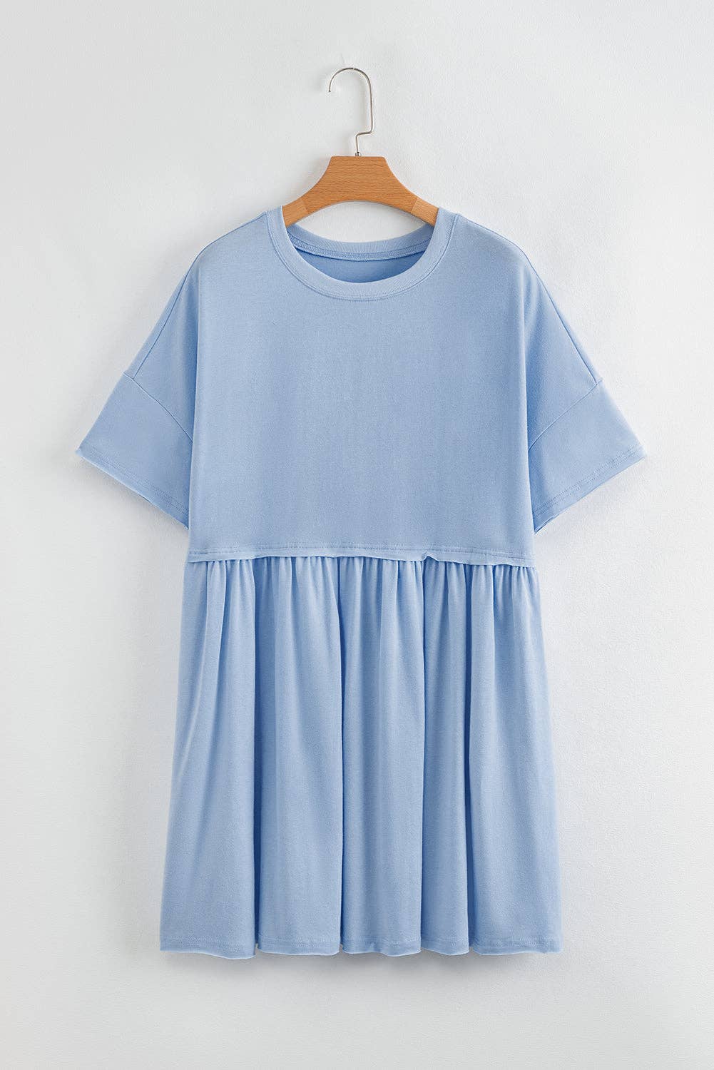 Solid Pocketed Babydoll Mini Dress