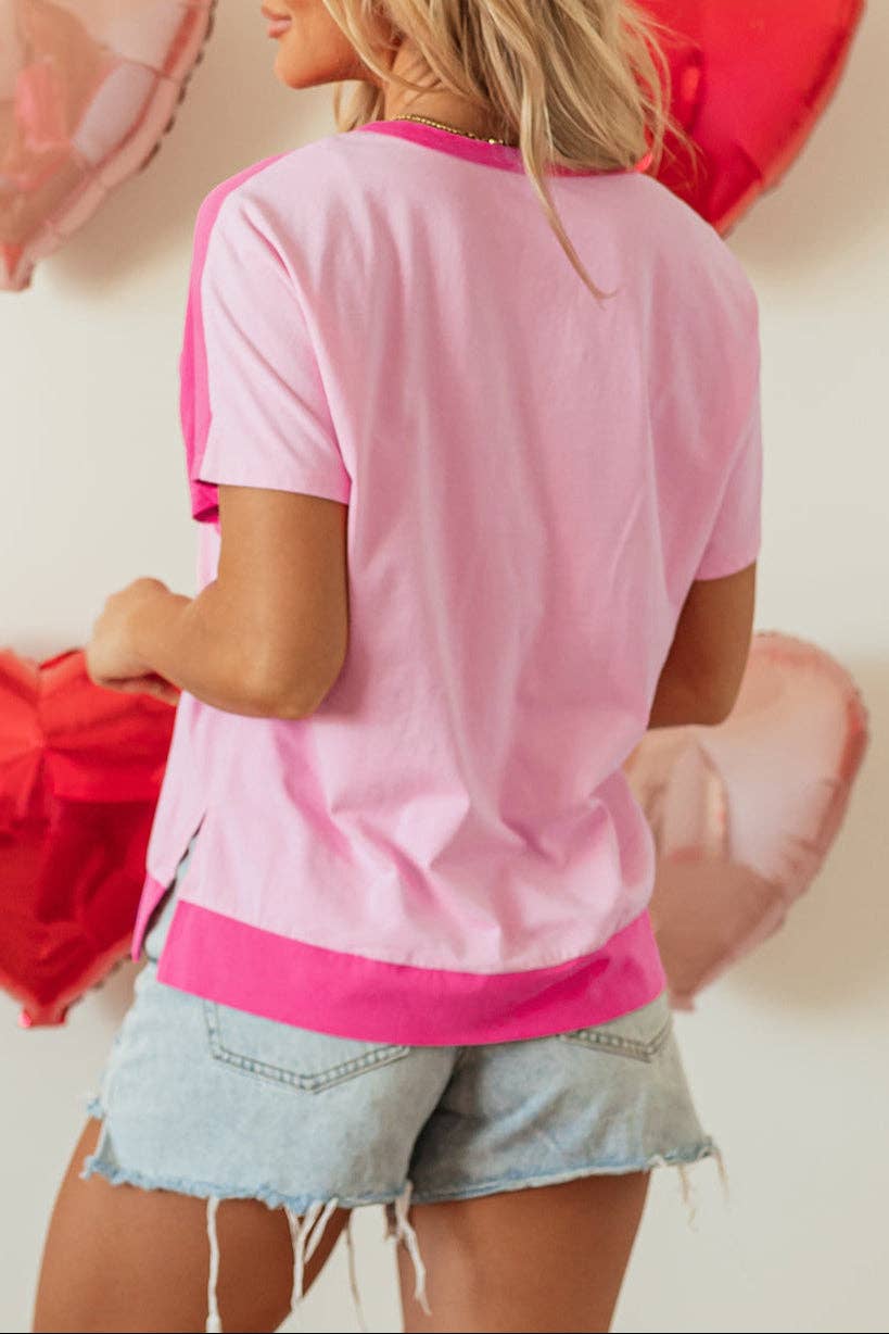 Colorblock Short Sleeve Henley T-Shirt