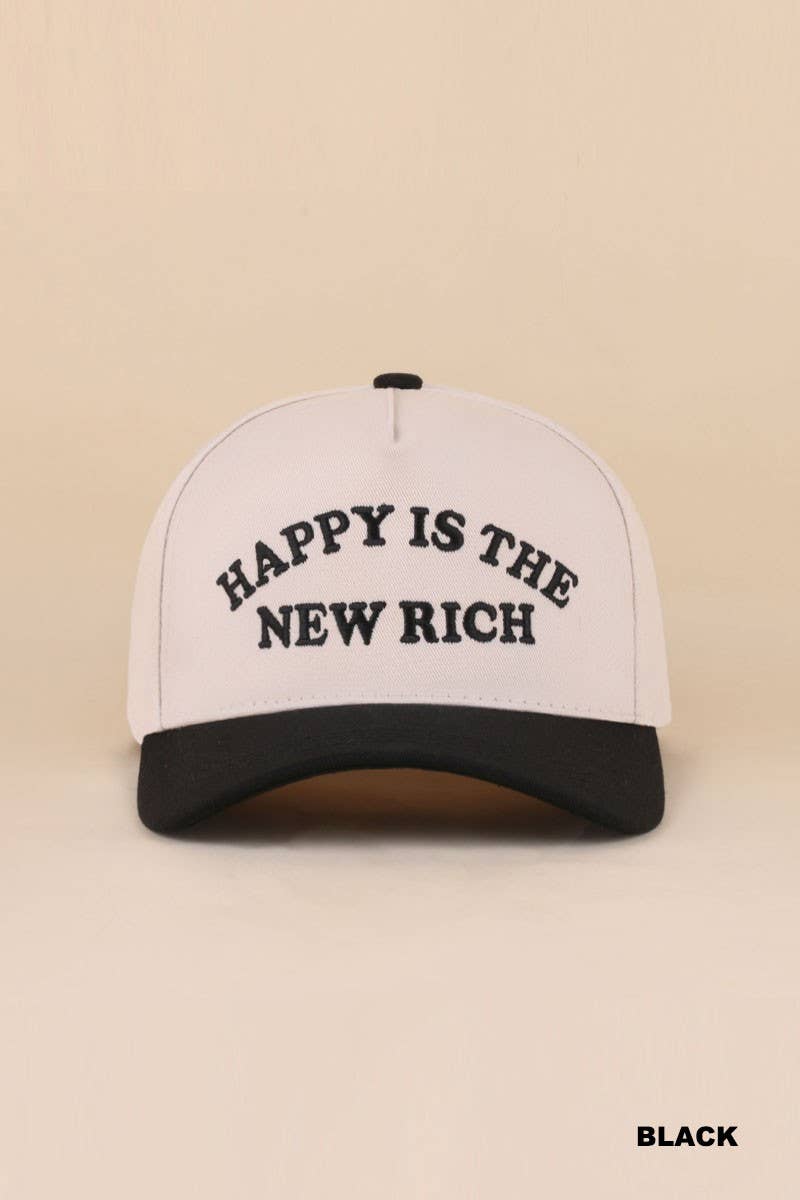 Happy Is The New Rich Two Tone Snapback Hat