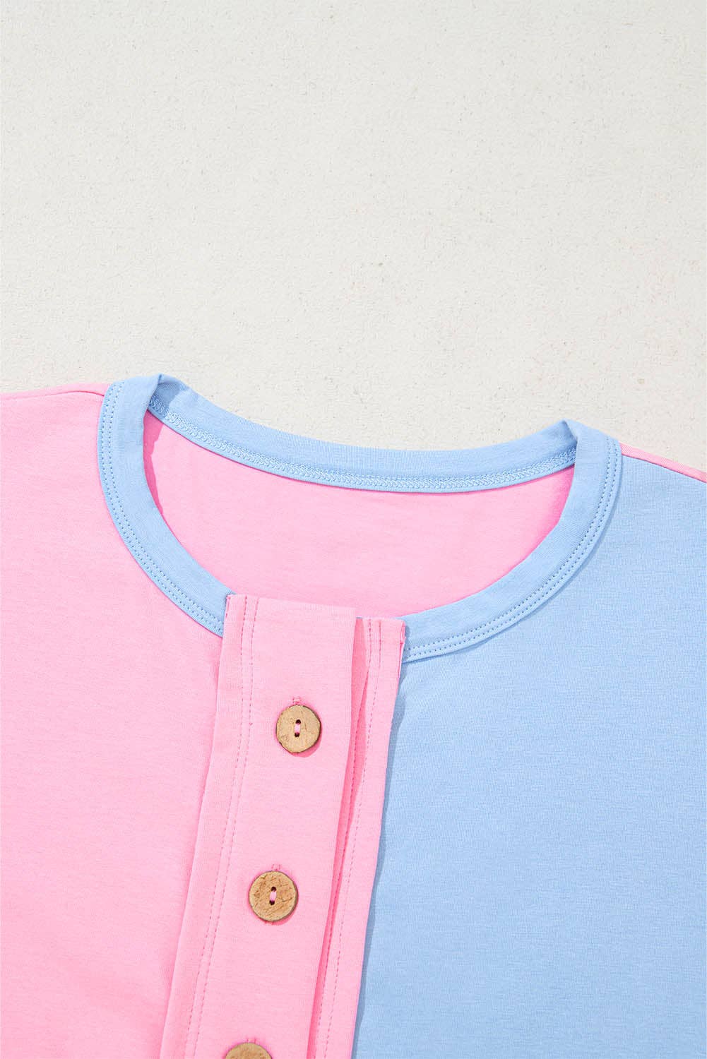 Colorblock Short Sleeve Henley T-Shirt