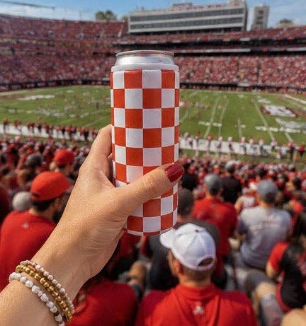 Hard Cooling Can in Red & White Checkerboard