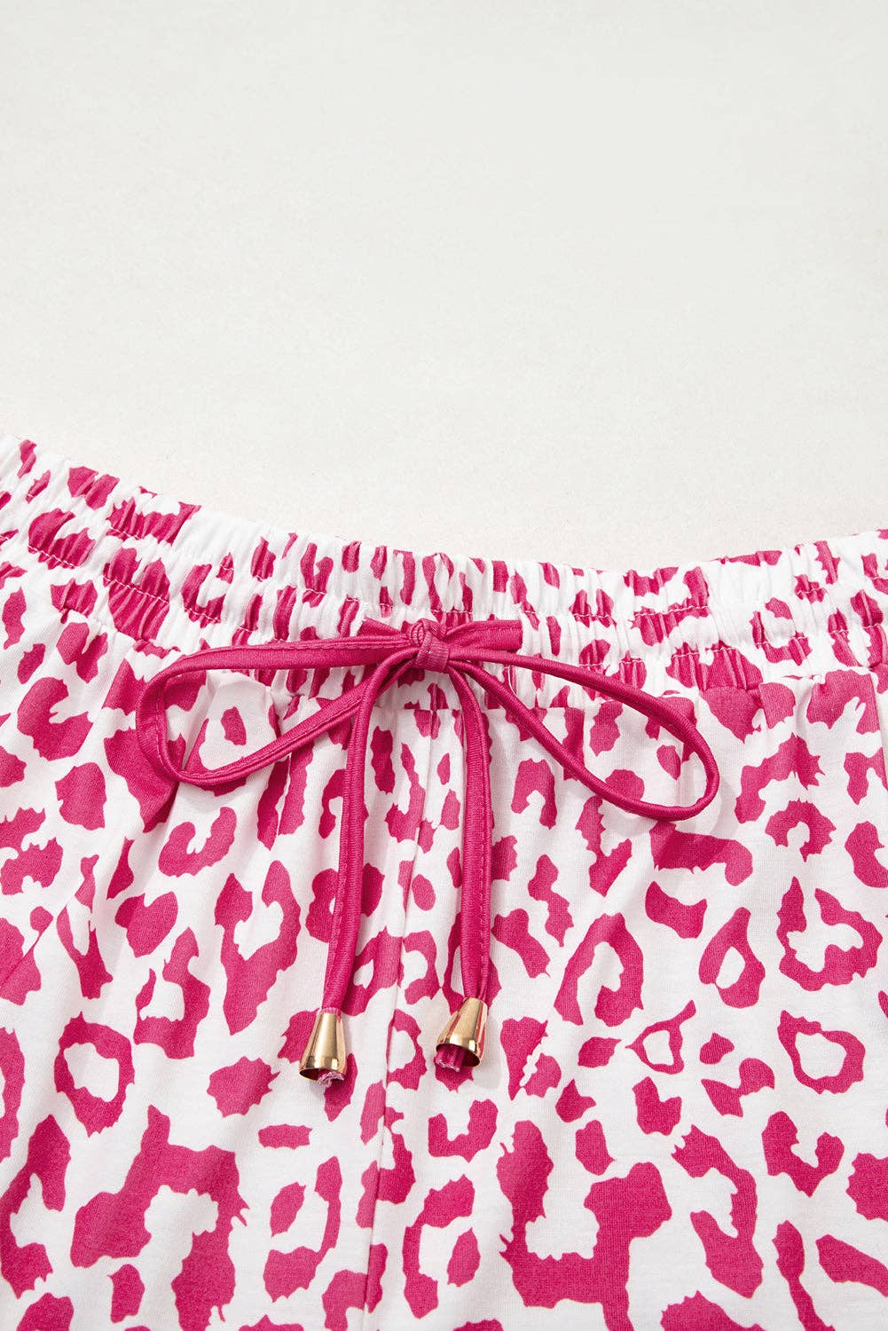 Leopard Contrast Trim Drawstring Shorts