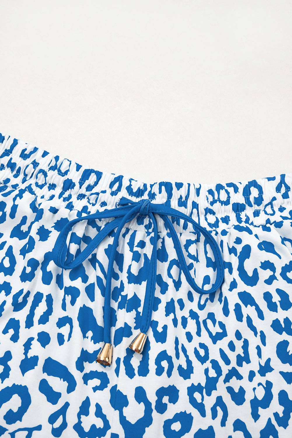 Leopard Contrast Trim Drawstring Shorts