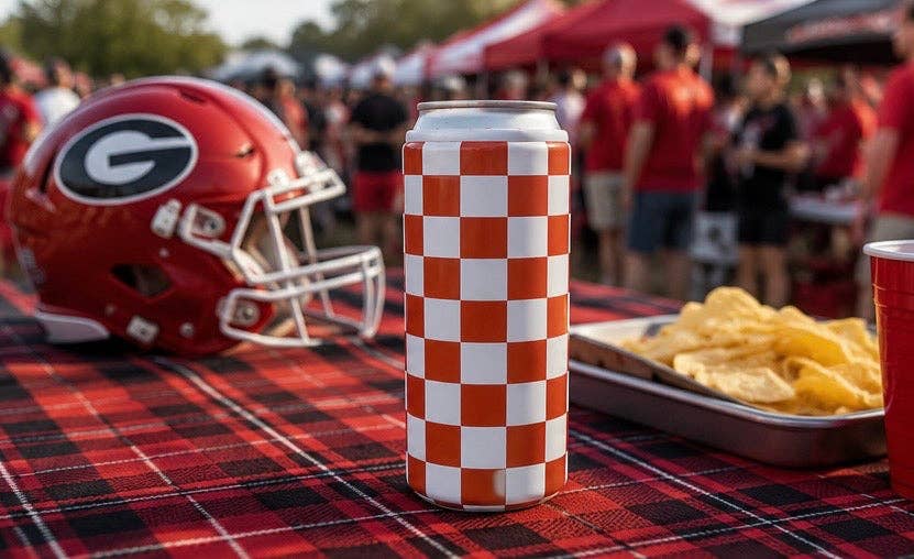 Hard Cooling Can in Red & White Checkerboard