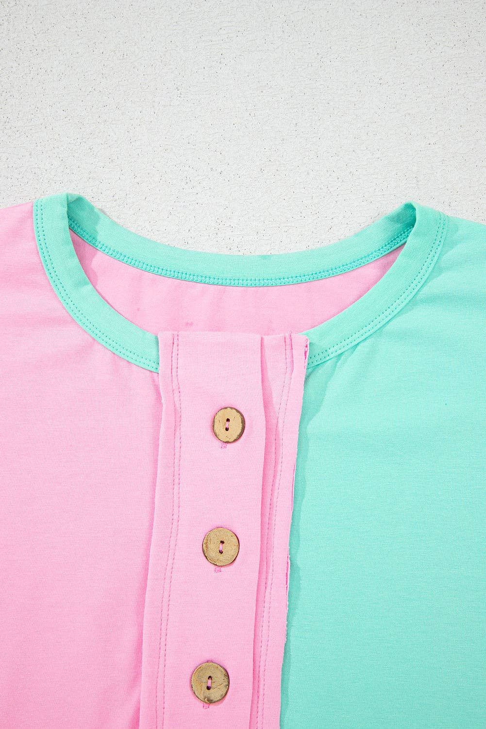 Colorblock Short Sleeve Henley T-Shirt