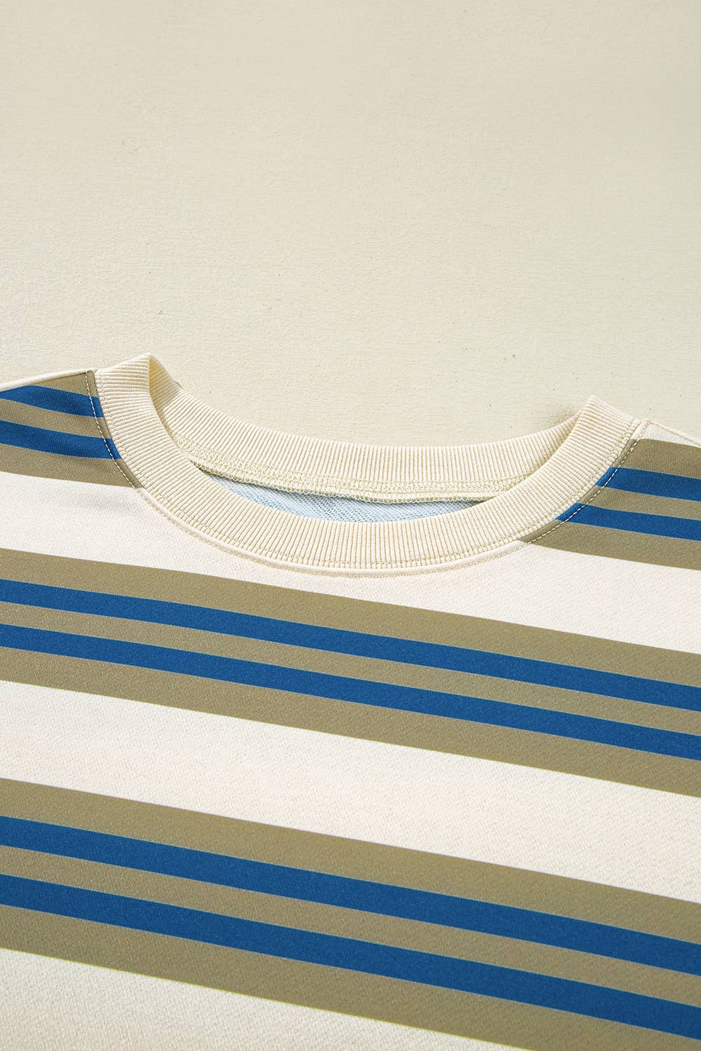 Stripe Crew Neck Drop Shoulder Pullover Top