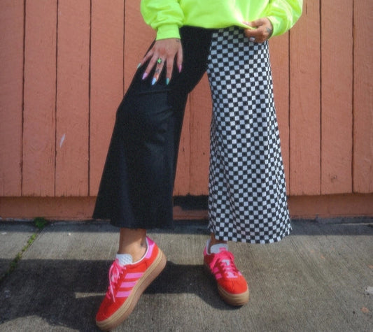Half & Half Black/White Pants