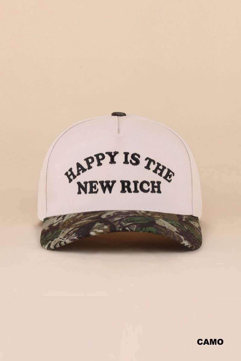 Happy Is The New Rich Two Tone Snapback Hat