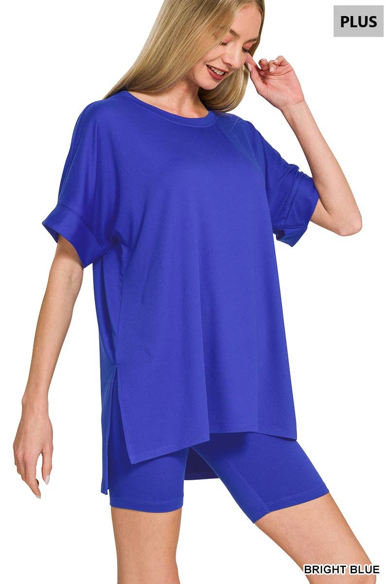0811 Plus Microfiber Top & Biker Shorts 2Pc Set SI-26454