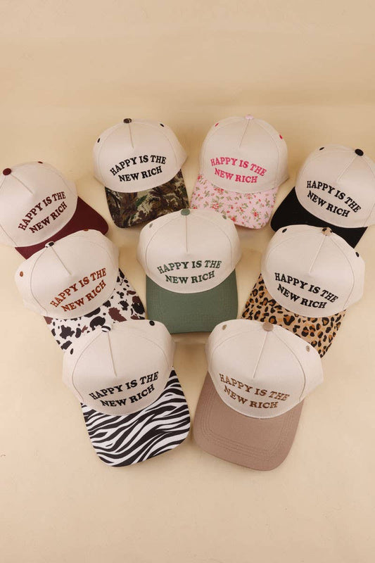 Happy Is The New Rich Two Tone Snapback Hat