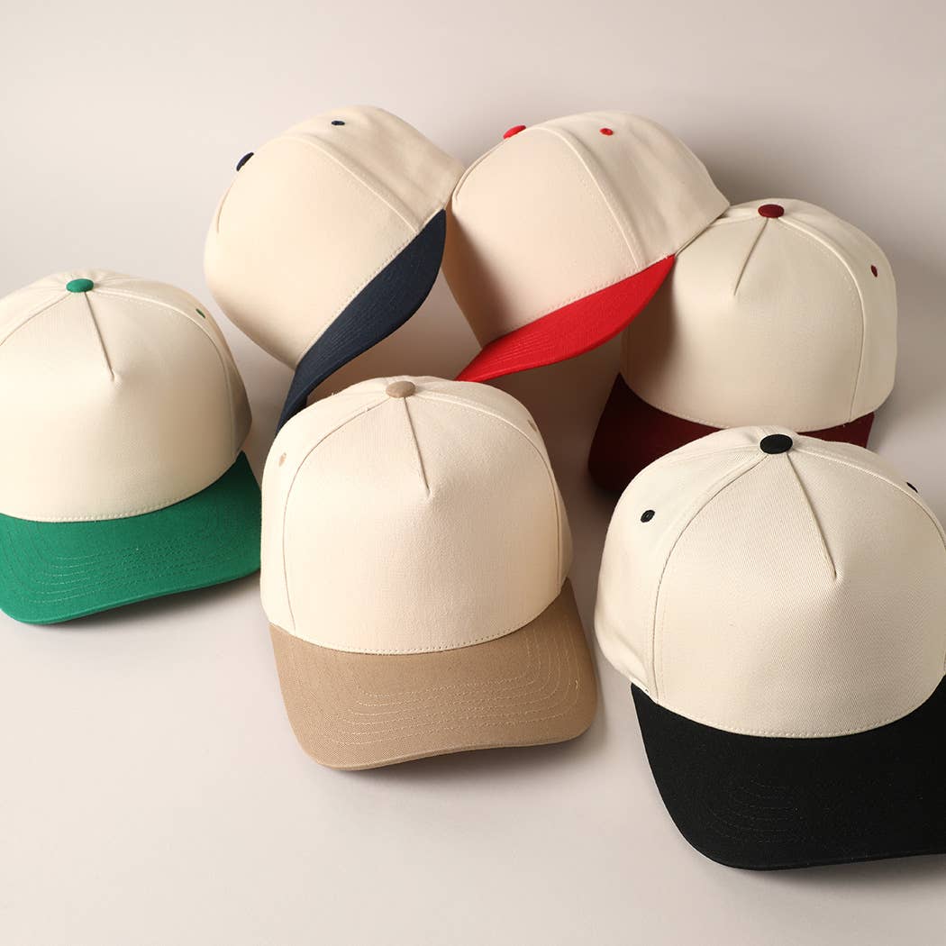 Plain Two-Tone Canvas Cotton Trucker Hat