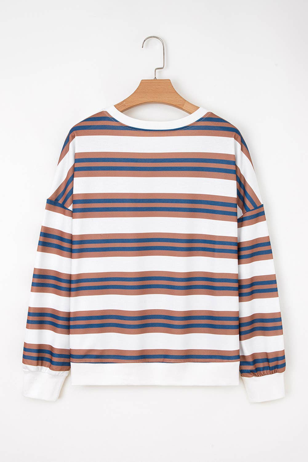 Stripe Crew Neck Drop Shoulder Pullover Top