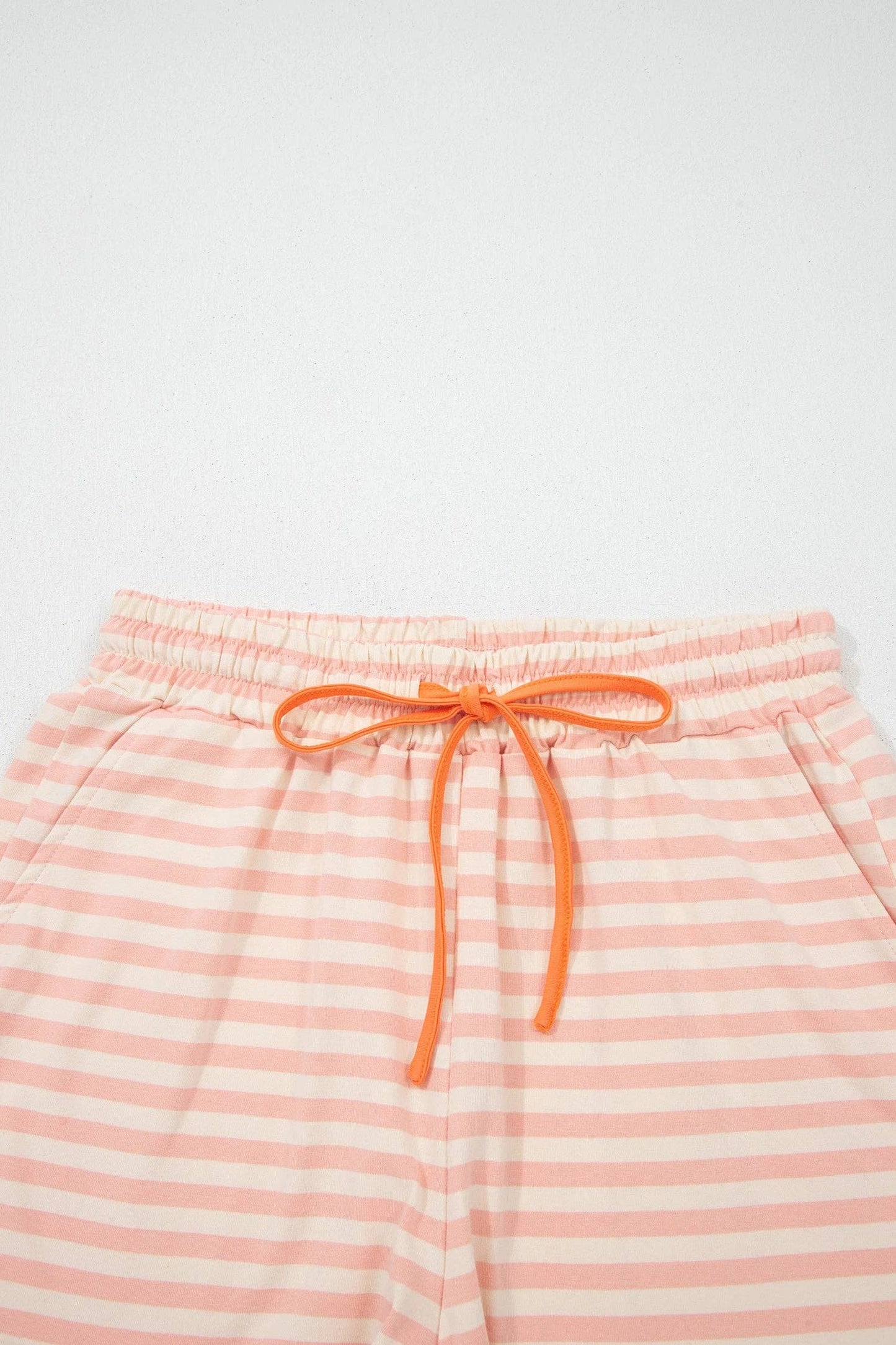 PRETTY BASH Stripe Contrast Trim Tee & Drawstring Shorts Set