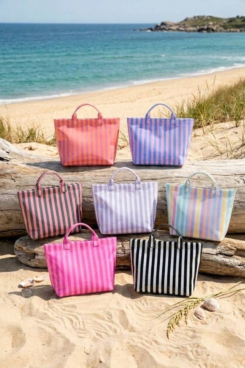 0414 Large Capacity Striped PVC Tote Bag SI-29637
