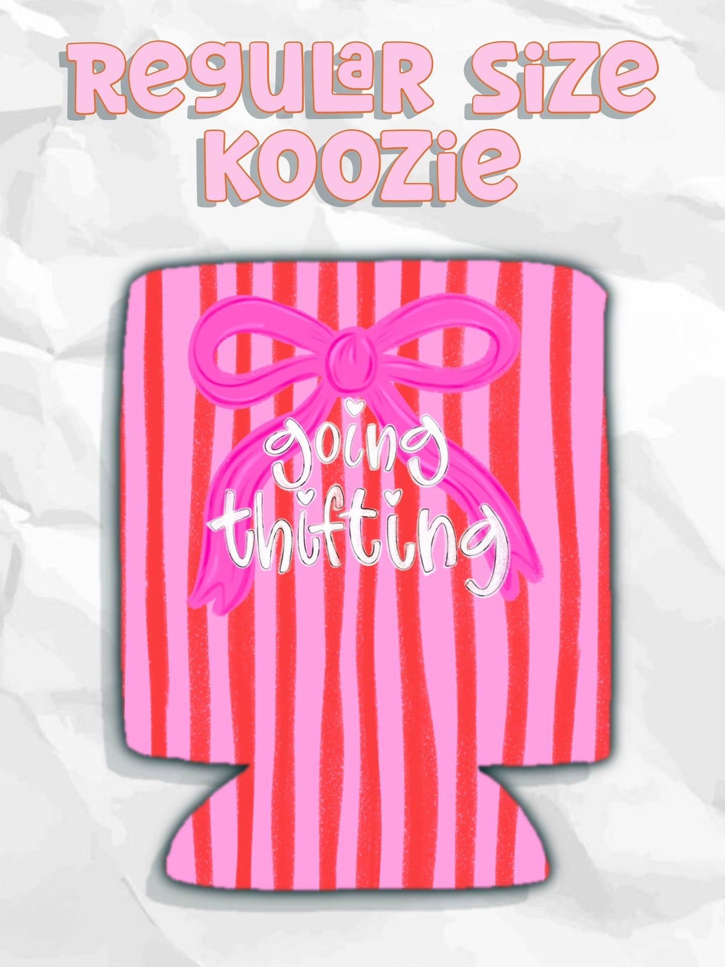 Going thrifting bow can koozie