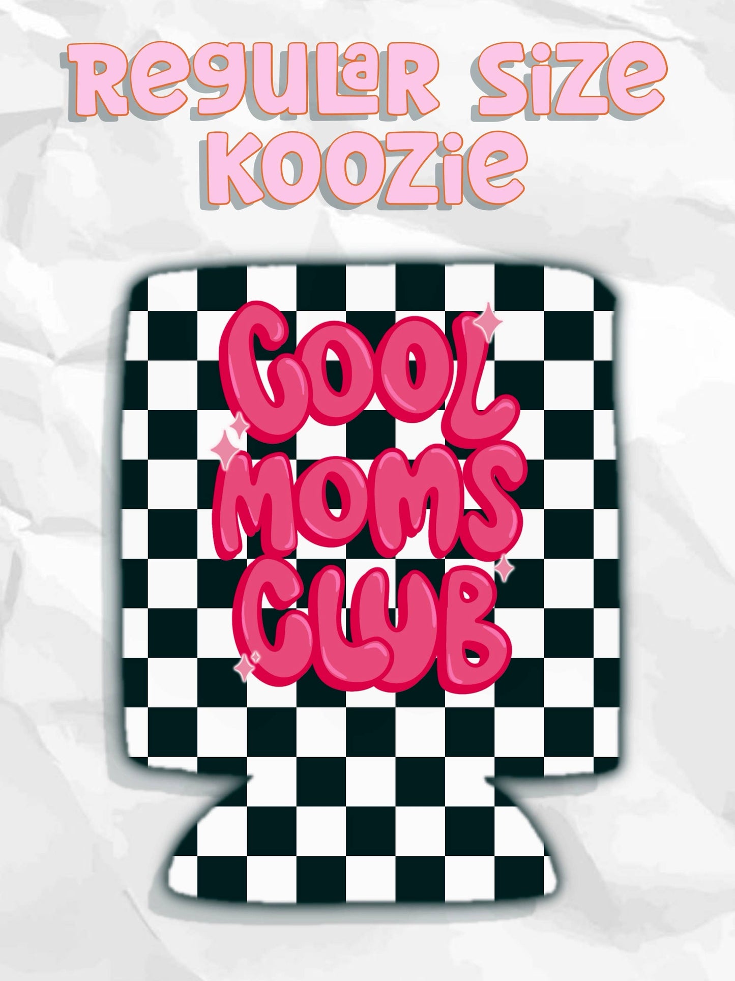 Cool moms club checkered and hot pink can koozies