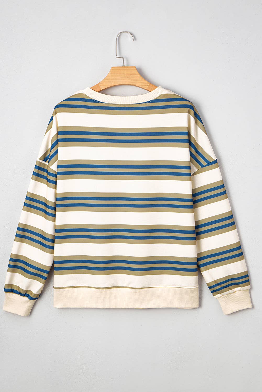 Stripe Crew Neck Drop Shoulder Pullover Top