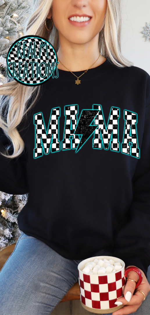 Teal Checkered Mama