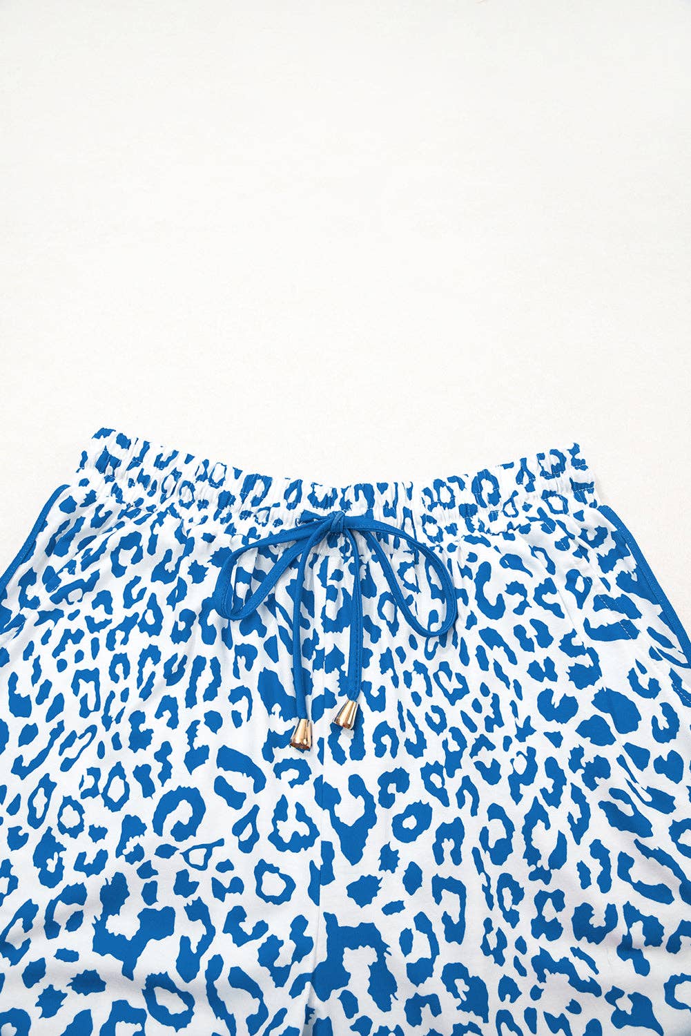 Leopard Contrast Trim Drawstring Shorts