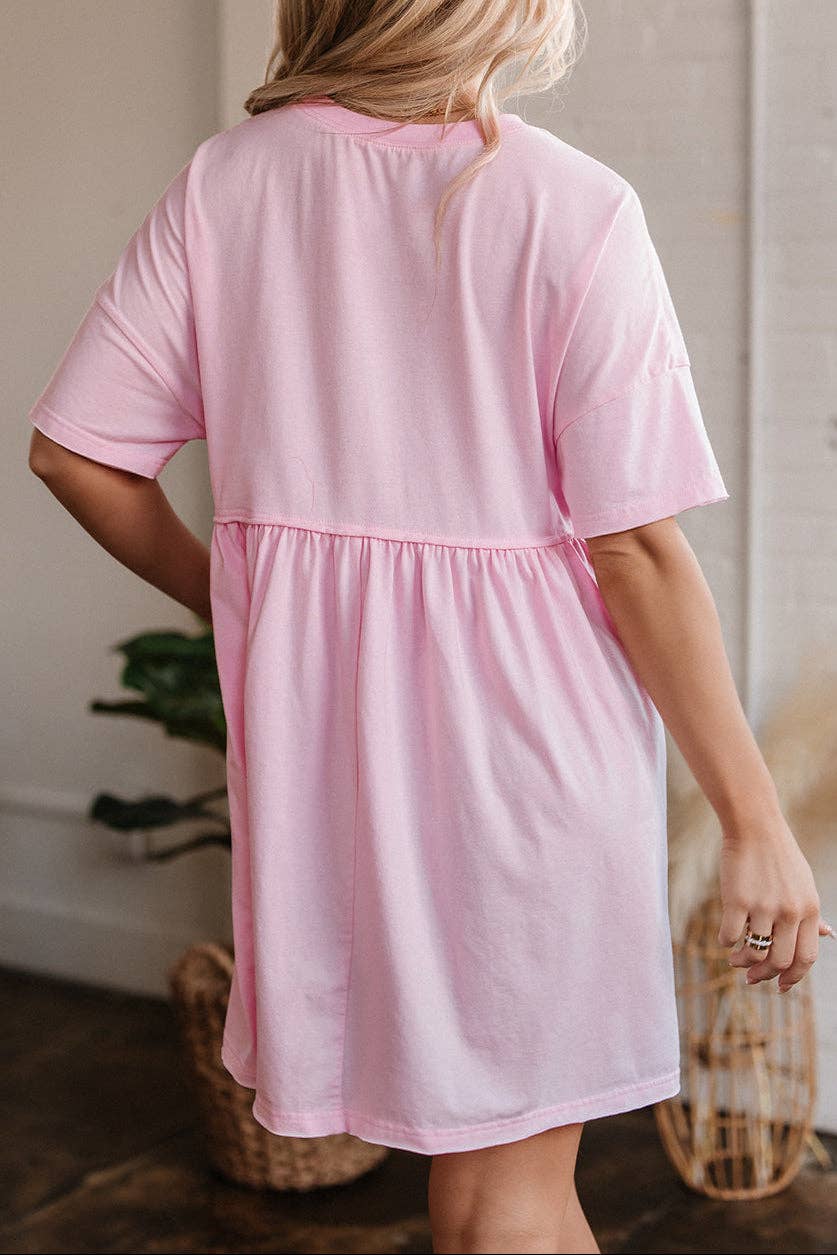 Solid Pocketed Babydoll Mini Dress