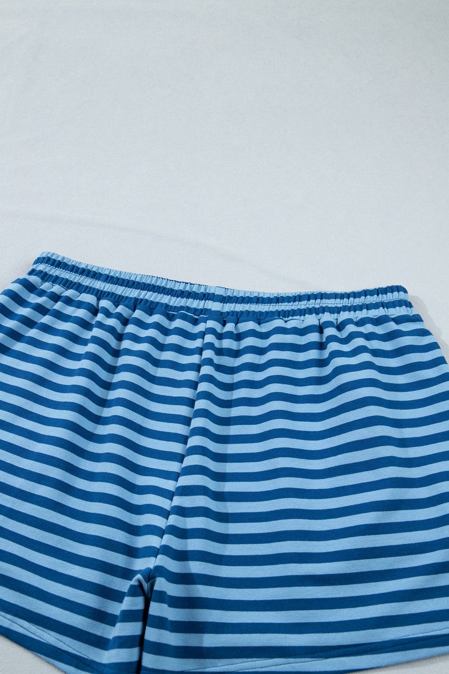 PRETTY BASH Plus Size Stripe Dropped Shoulder Tee & Shorts Set
