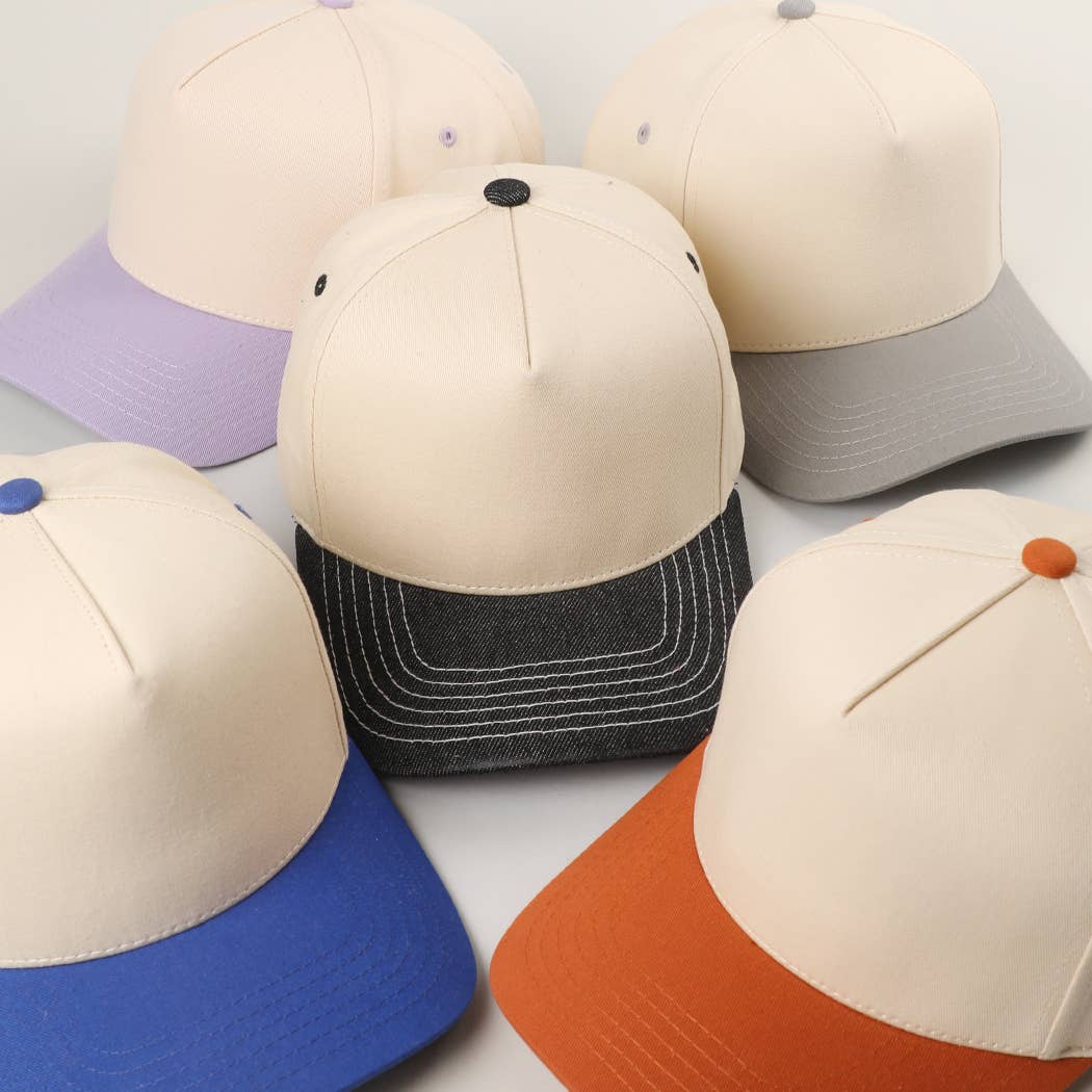 Plain Two-Tone Canvas Cotton Trucker Hat