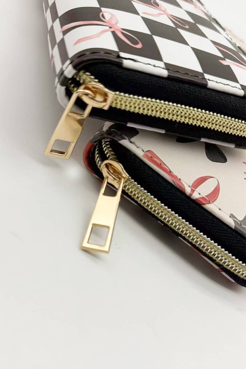 1028 Trendy Bow Ribbon Vegan Leather Long Wallet SI-27934
