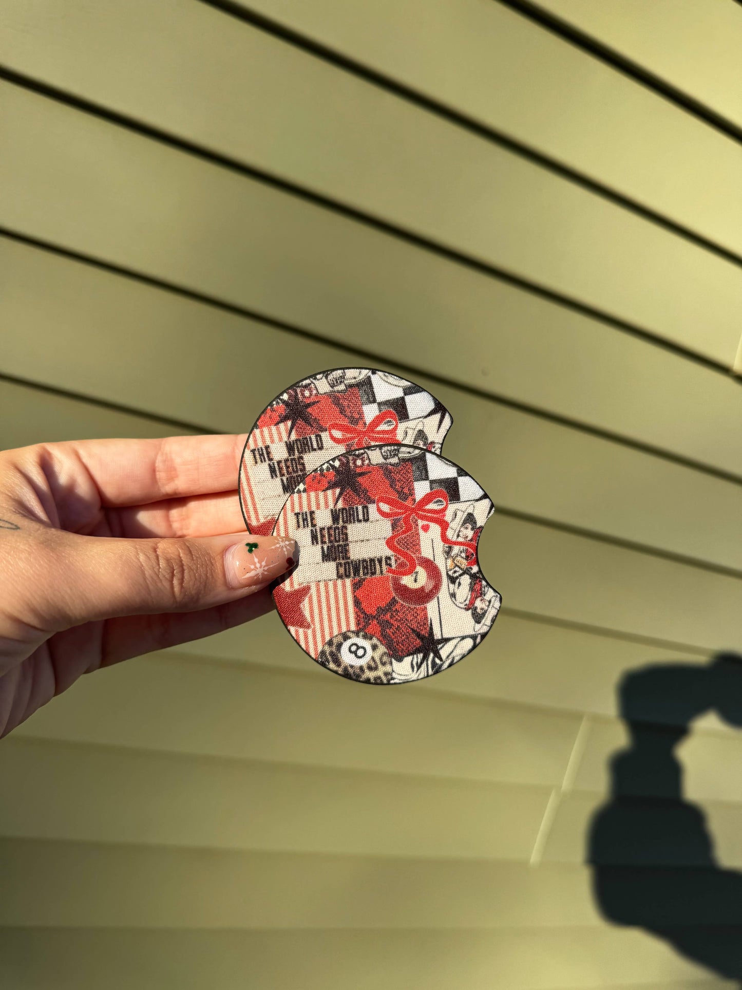 Red Western Car Coaster Set