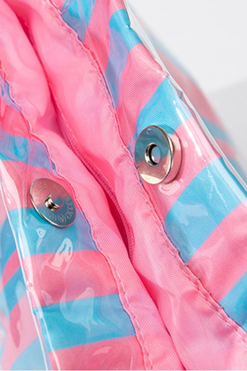 0414 Large Capacity Striped PVC Tote Bag SI-29637