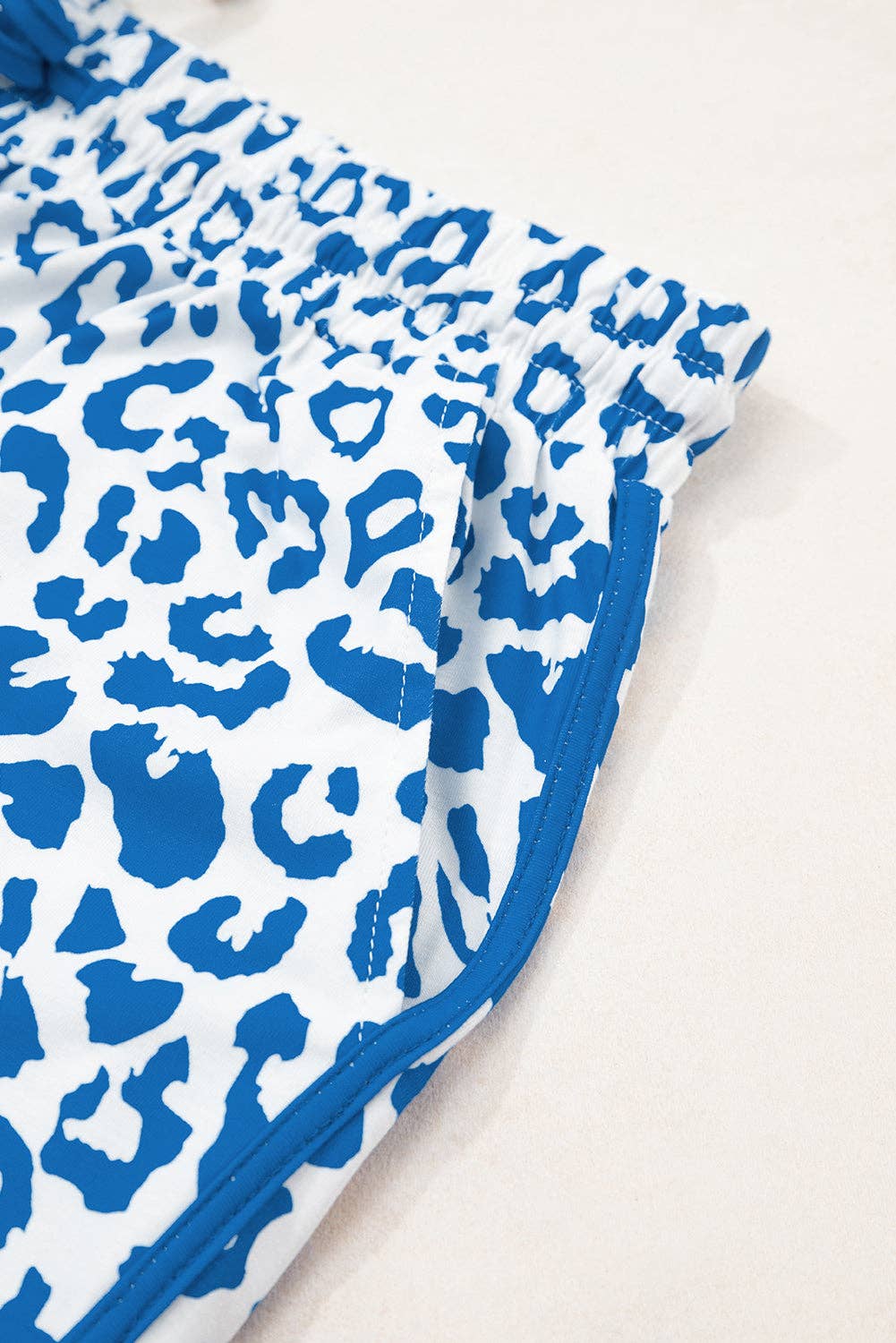 Leopard Contrast Trim Drawstring Shorts