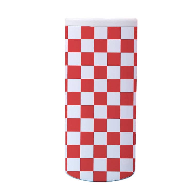 Hard Cooling Can in Red & White Checkerboard