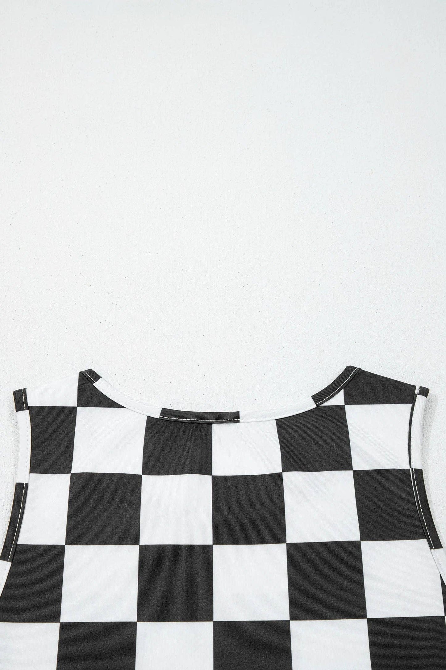 Black Checkerboard Printed Slim Tank Top