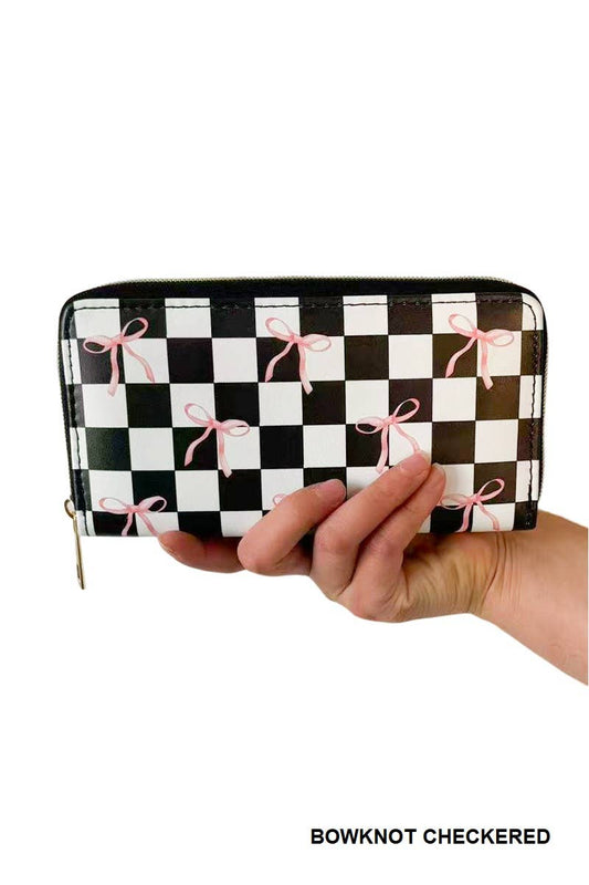 1028 Trendy Bow Ribbon Vegan Leather Long Wallet SI-27934