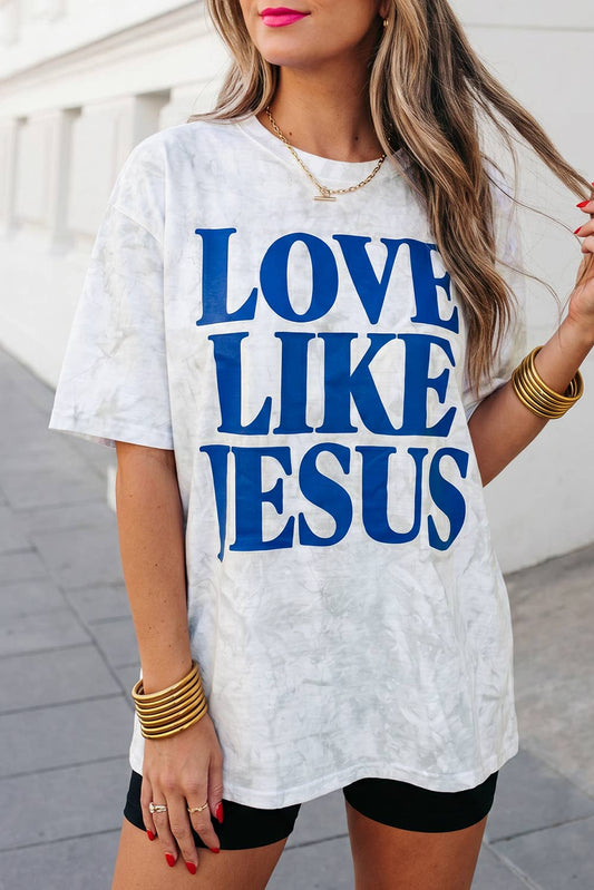Love Like Jesus Letter Camo Oversized Graphic T Shirt | S-XL