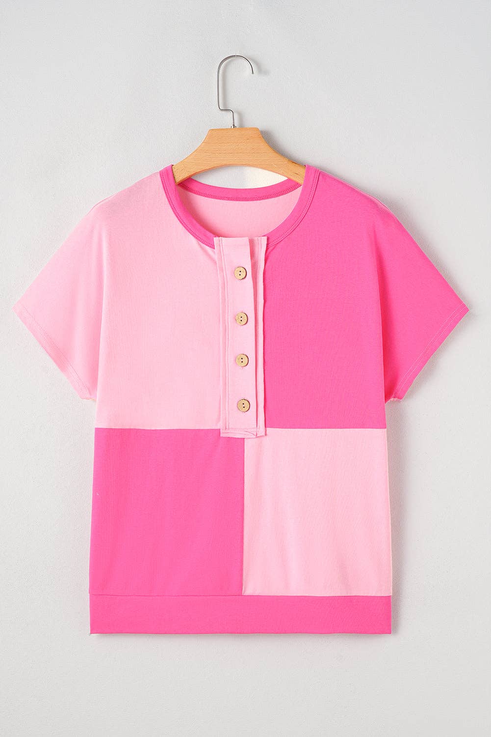 Colorblock Short Sleeve Henley T-Shirt
